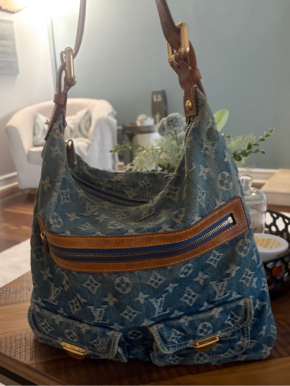 Vintage Louis Vuitton Denim Baggy GM Blue